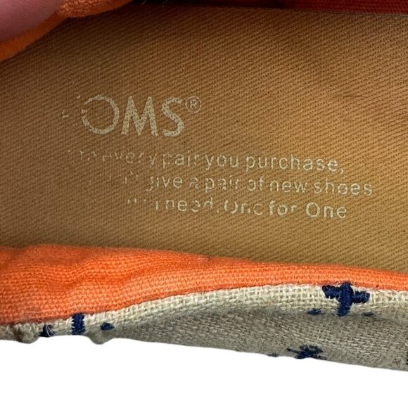 Toms Classic Natural Nautical Themed Embroidered Anchors Slip-Ons Women's Size 7 - Picture 6 of 8